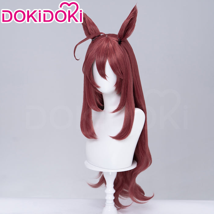 【Ready For Ship】DokiDoki Game Cosplay Wig Long Curly Brown Hair Detachable Ears