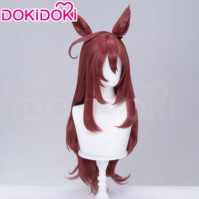 【Ready For Ship】DokiDoki Game Cosplay Wig Long Curly Brown Hair Detachable Ears