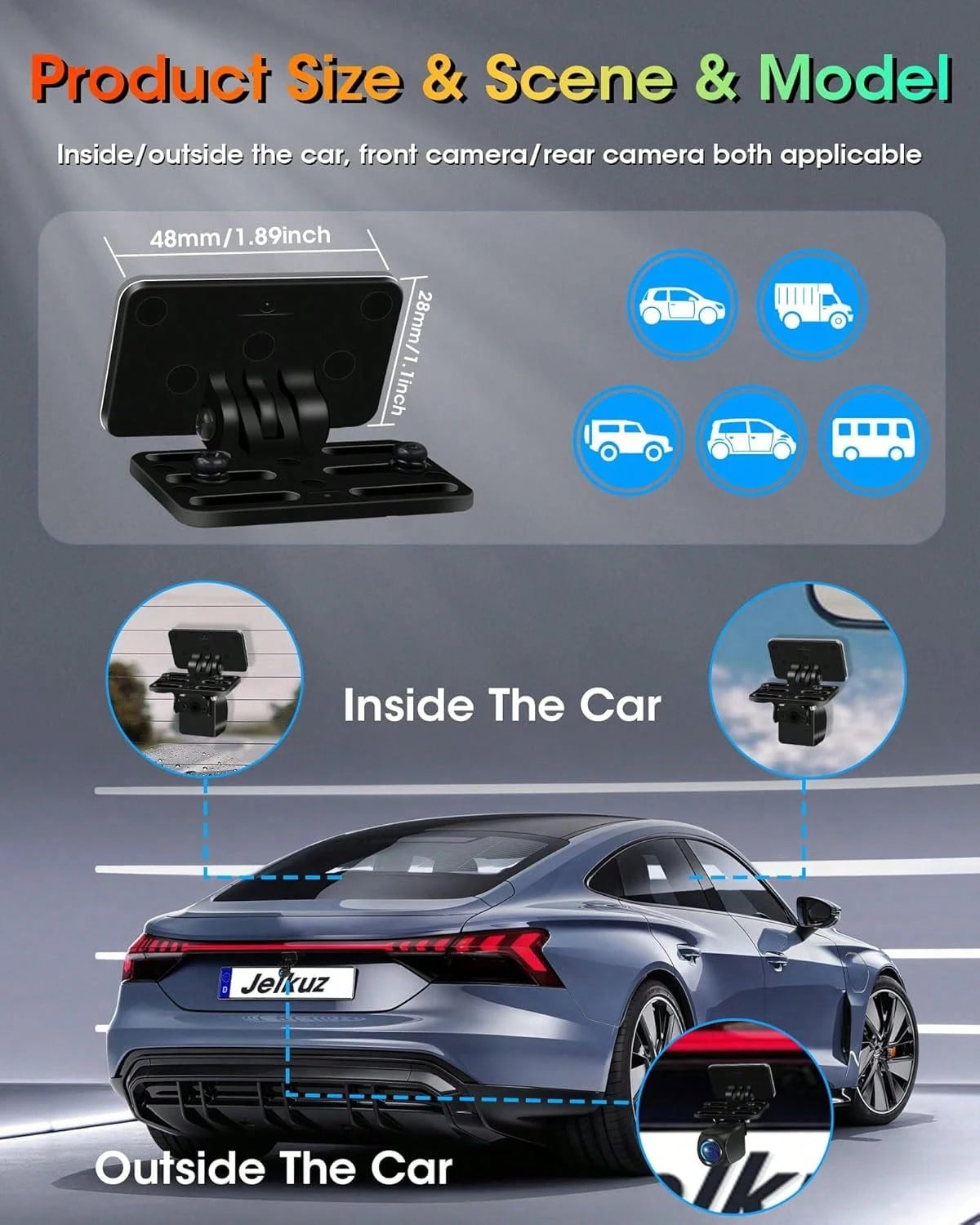 Rear Camera Holder Dash Cam Car Rear Camera Rear Window Bracket Backup Camera Mount [Strong Adhesive] 180° Adjustment Rearview Camera Bracket Rear Windshield For SUV, Truck, RV, Auto