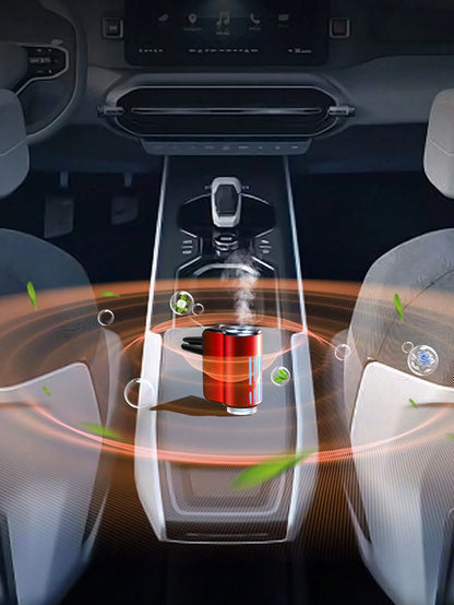 Rechargeable Car Air Freshener Diffuser- 3 Adjustable Mist Modes, Mood Light, Long-Lasting Fragrance, Cylindrical Design, USB Charging, Includes 6 Fragrance Oils, Car Accessories, Gift