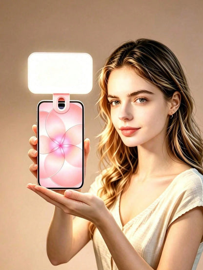 Rechargeable Portable LED Fill Light Selfie Light Mirror Makeup Light With 3 Lighting Modes LED Phone Fill Light Clip-On Fill Light Suitable For Makeup Live Streaming Video Calls 250mAh