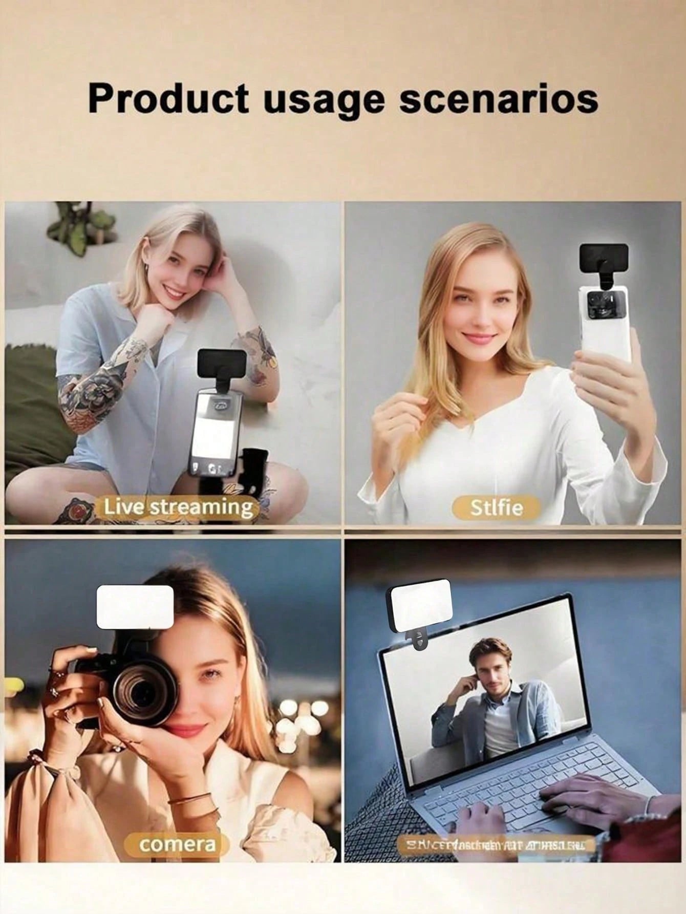 Rechargeable Portable LED Fill Light Selfie Light Mirror Makeup Light With 3 Lighting Modes LED Phone Fill Light Clip-On Fill Light Suitable For Makeup Live Streaming Video Calls 250mAh