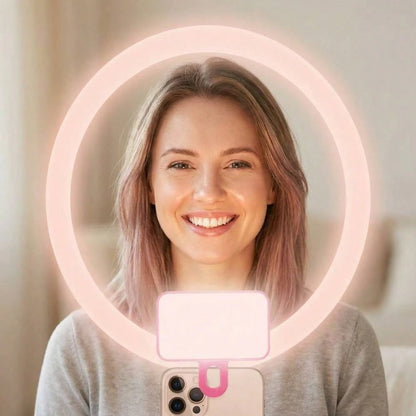 Rechargeable Portable LED Fill Light Selfie Light Mirror Makeup Light With 3 Lighting Modes LED Phone Fill Light Clip-On Fill Light Suitable For Makeup Live Streaming Video Calls 250mAh