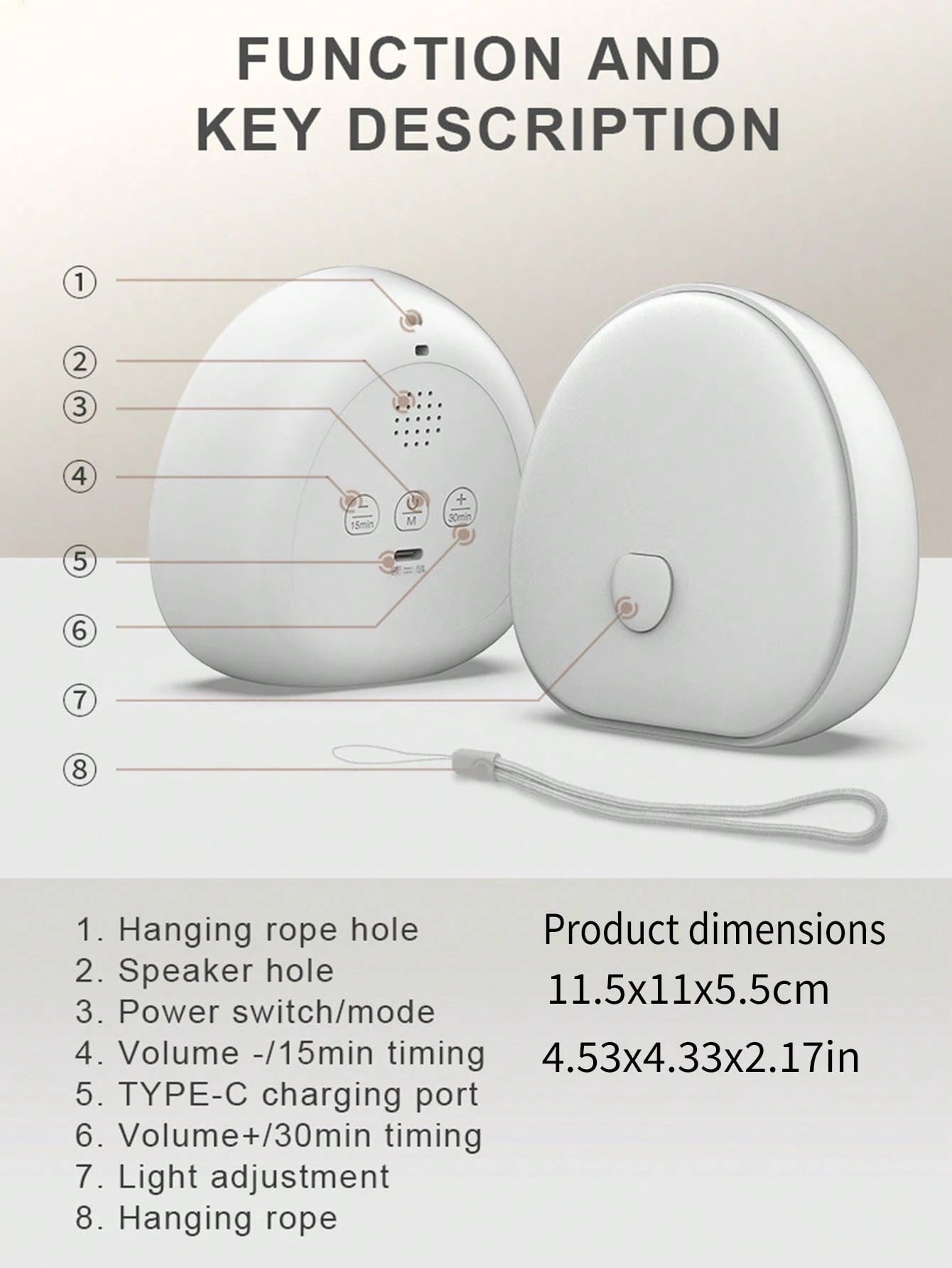 Rechargeable White Noise Machine With 7-Color Ambient Night Light, Modern Bedside Lamp, 2-In-1 Portable White Noise Device And Touch Control Night Light