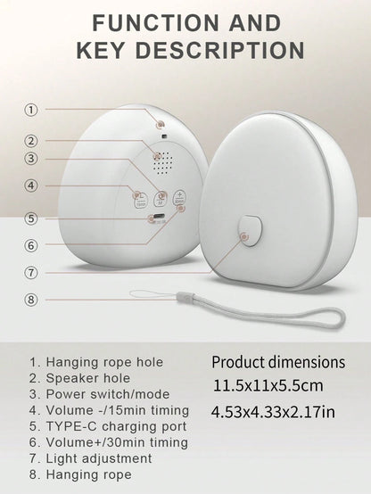 Rechargeable White Noise Machine With 7-Color Ambient Night Light, Modern Bedside Lamp, 2-In-1 Portable White Noise Device And Touch Control Night Light