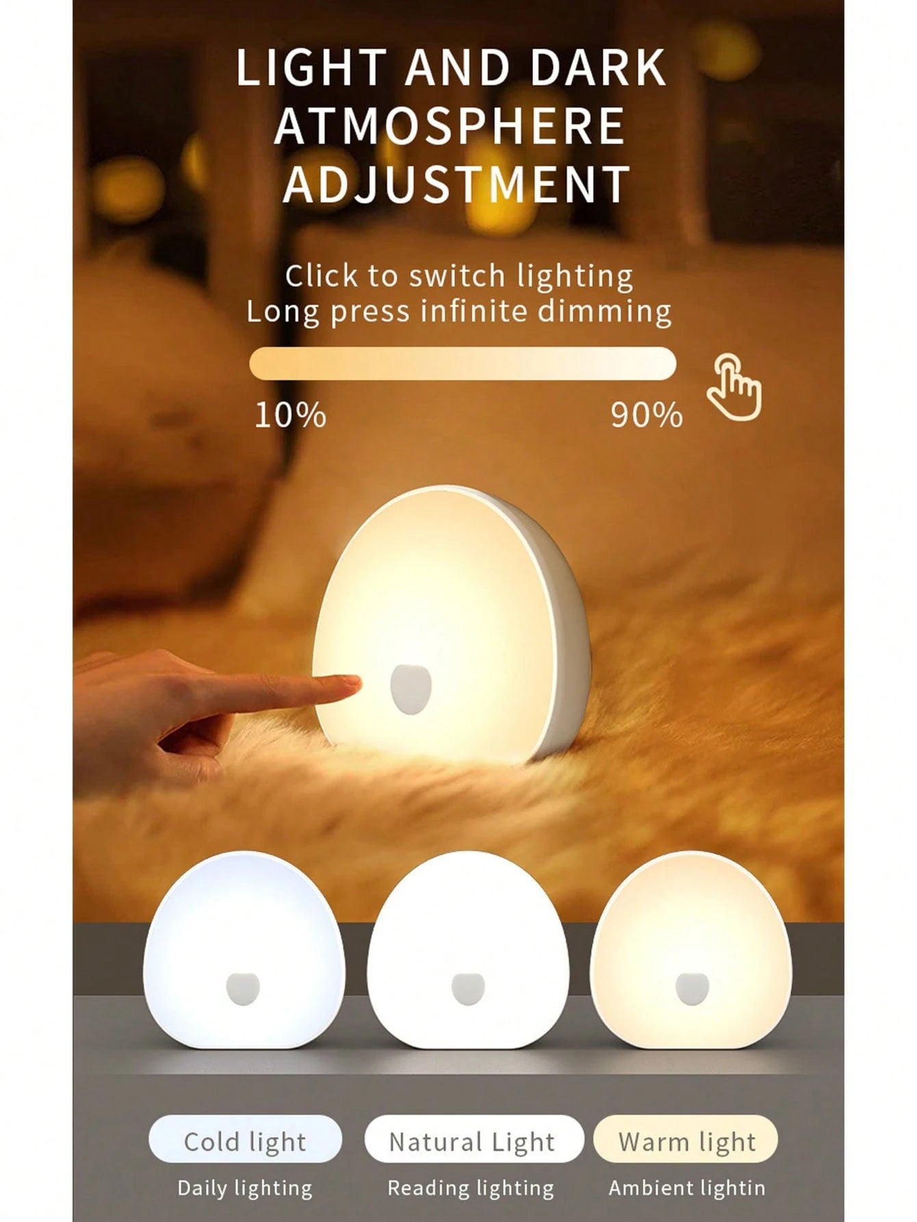 Rechargeable White Noise Machine With 7-Color Ambient Night Light, Modern Bedside Lamp, 2-In-1 Portable White Noise Device And Touch Control Night Light