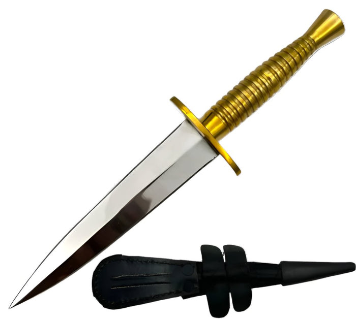 Red Deer PC-136 Hunting Knife | 7.25" Double Edged Blade w/ Brass Handle