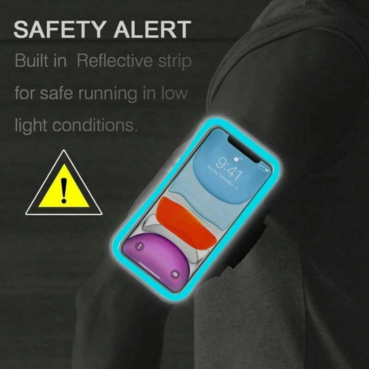 Reflective Sports Armband Phone Holder, Lightweight Running Phone Band Fits Up To 7 Inch Phones For Jogging Cycling Workout