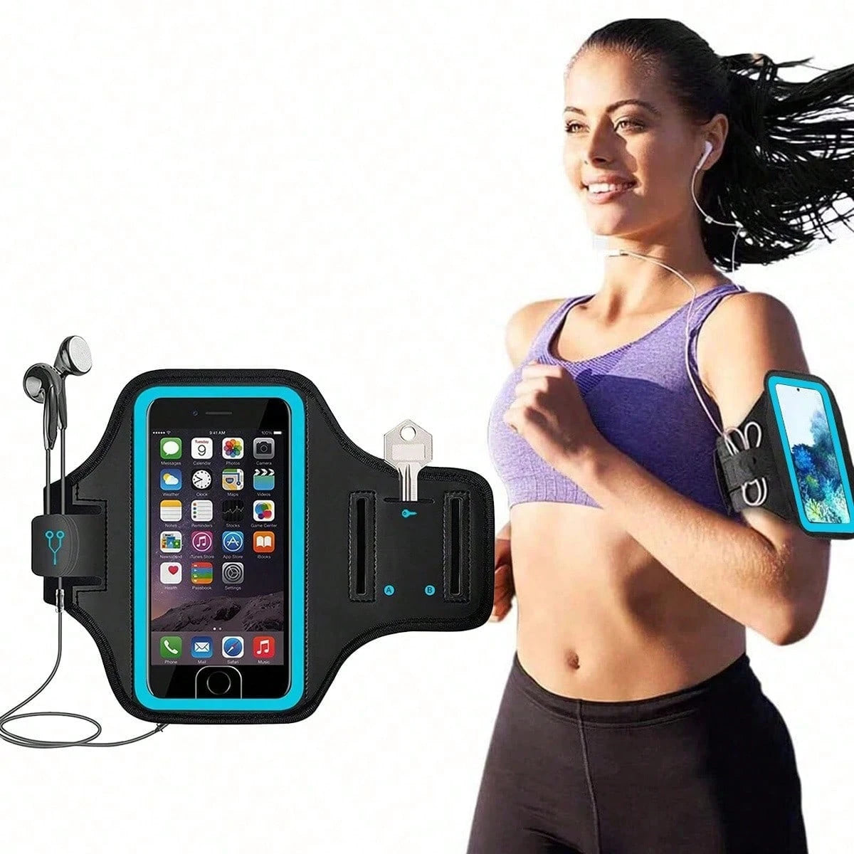 Reflective Sports Armband Phone Holder, Lightweight Running Phone Band Fits Up To 7 Inch Phones For Jogging Cycling Workout