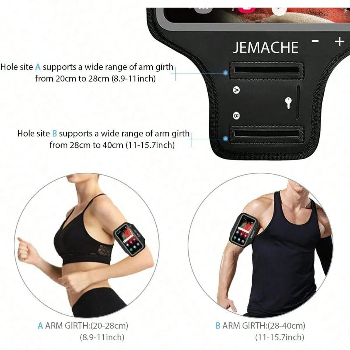 Reflective Sports Armband Phone Holder, Lightweight Running Phone Band Fits Up To 7 Inch Phones For Jogging Cycling Workout