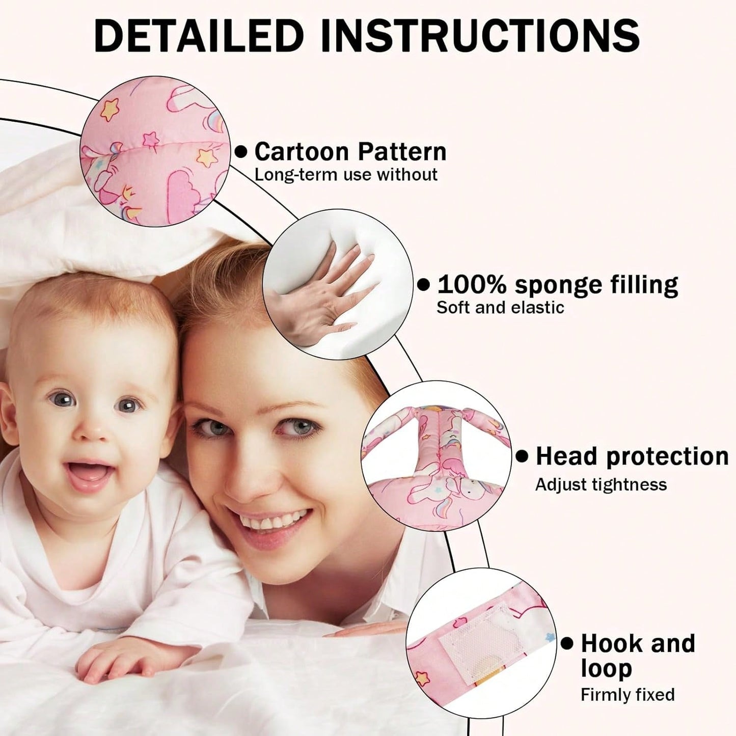 REFLYAWAY Baby Head Protector Baby Helmet For Crawling Walking, No Bumps Safety Head Adjustable Protective Cap For Walking, Playing (Unicorn)