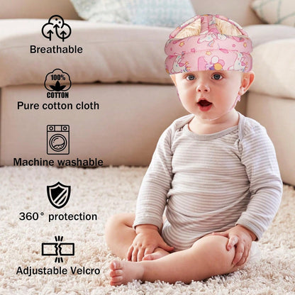 REFLYAWAY Baby Head Protector Baby Helmet For Crawling Walking, No Bumps Safety Head Adjustable Protective Cap For Walking, Playing (Unicorn)