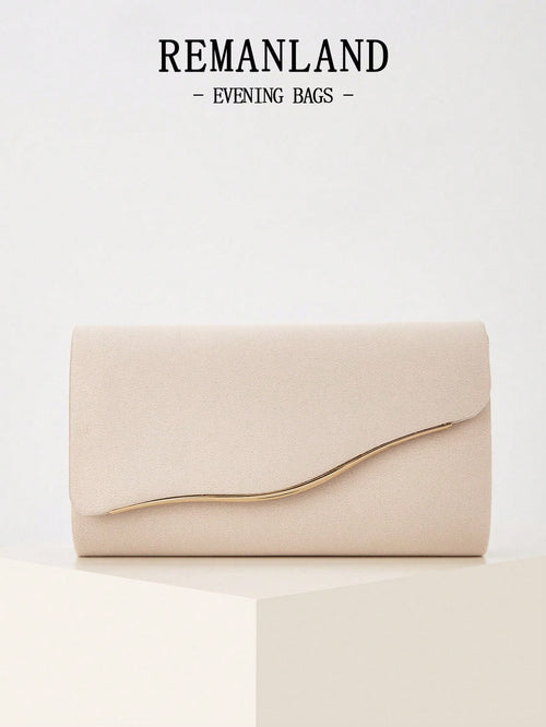 REMANLAND Luxury Solid Color New Women's Clutch Bag, Fashionable Flap Party Evening Bag, Perfect Wallet Design With Hidden Card Slots And Detachable Metal Chain Strap, Suitable For Party, Banquet, Gat