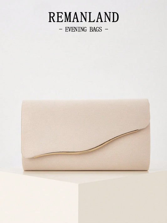 REMANLAND Luxury Solid Color New Women's Clutch Bag, Fashionable Flap Party Evening Bag, Perfect Wallet Design With Hidden Card Slots And Detachable Metal Chain Strap, Suitable For Party, Banquet, Gat