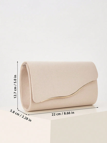 REMANLAND Luxury Solid Color New Women's Clutch Bag, Fashionable Flap Party Evening Bag, Perfect Wallet Design With Hidden Card Slots And Detachable Metal Chain Strap, Suitable For Party, Banquet, Gat