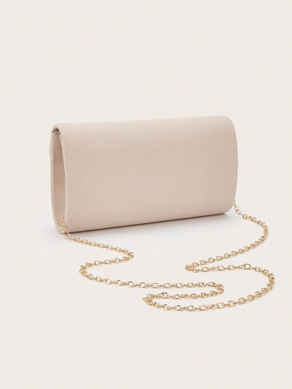 REMANLAND Luxury Solid Color New Women's Clutch Bag, Fashionable Flap Party Evening Bag, Perfect Wallet Design With Hidden Card Slots And Detachable Metal Chain Strap, Suitable For Party, Banquet, Gat