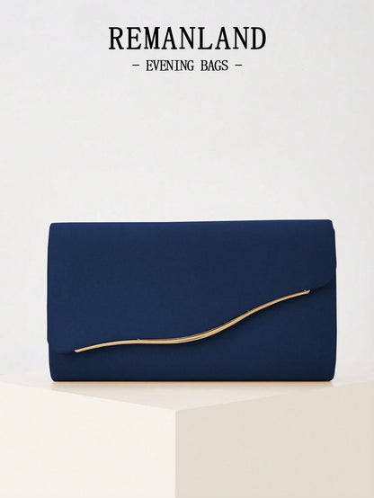 REMANLAND Luxury Solid Color New Women's Clutch Bag, Fashionable Flap Party Evening Bag, Perfect Wallet Design With Hidden Card Slots And Detachable Metal Chain Strap, Suitable For Party, Banquet, Gat
