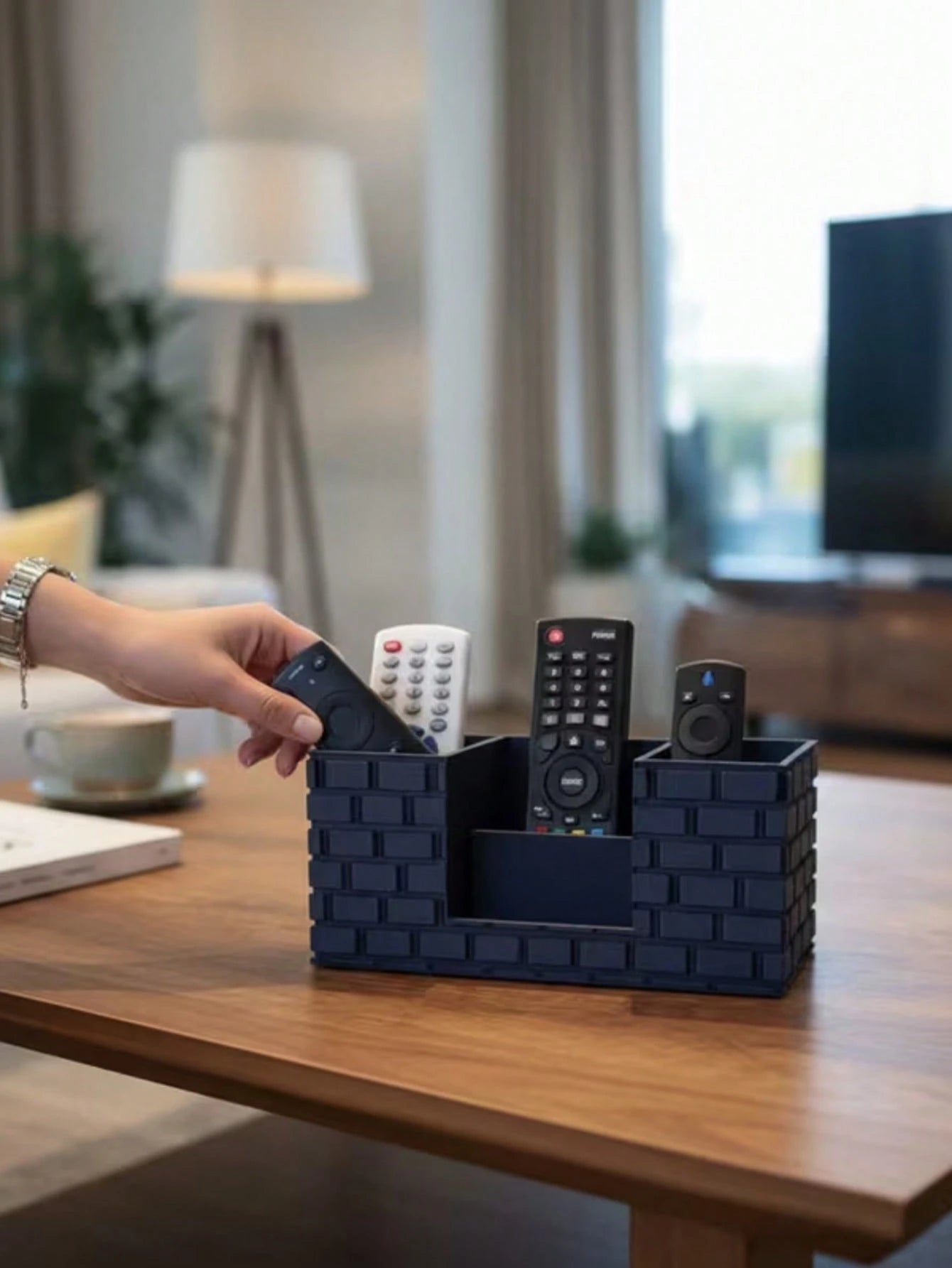 Remote Control Holder, TV Remote Holder For Table, Media Storage Box For Nightstand, Couch (Black)