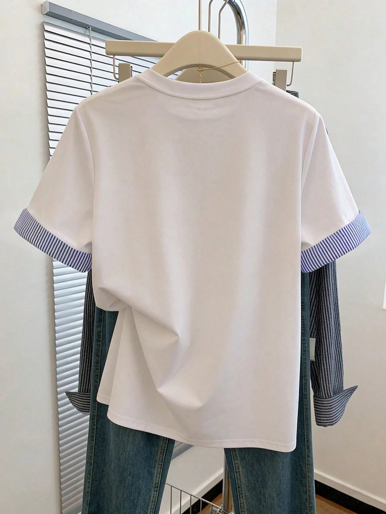 Resyla Women's T-Shirt/ Women's Pink Color Block T-Shirt/ Embroidery Style/ Casual Daily/ Summer