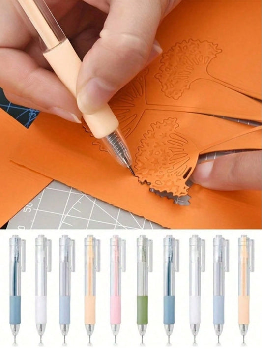 Retractable Utility Knife Pen - Heavy Duty Metal Head Craft Cutting Tool With Non-Slip Silicone Grip, Morandi Color Series - Button-Type Blade, Morandi Color Push-Type Precision Retractable Paper Knif