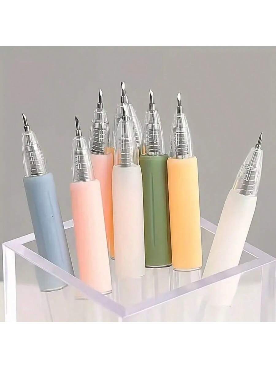 Retractable Utility Knife Pen - Heavy Duty Metal Head Craft Cutting Tool With Non-Slip Silicone Grip, Morandi Color Series - Button-Type Blade, Morandi Color Push-Type Precision Retractable Paper Knif