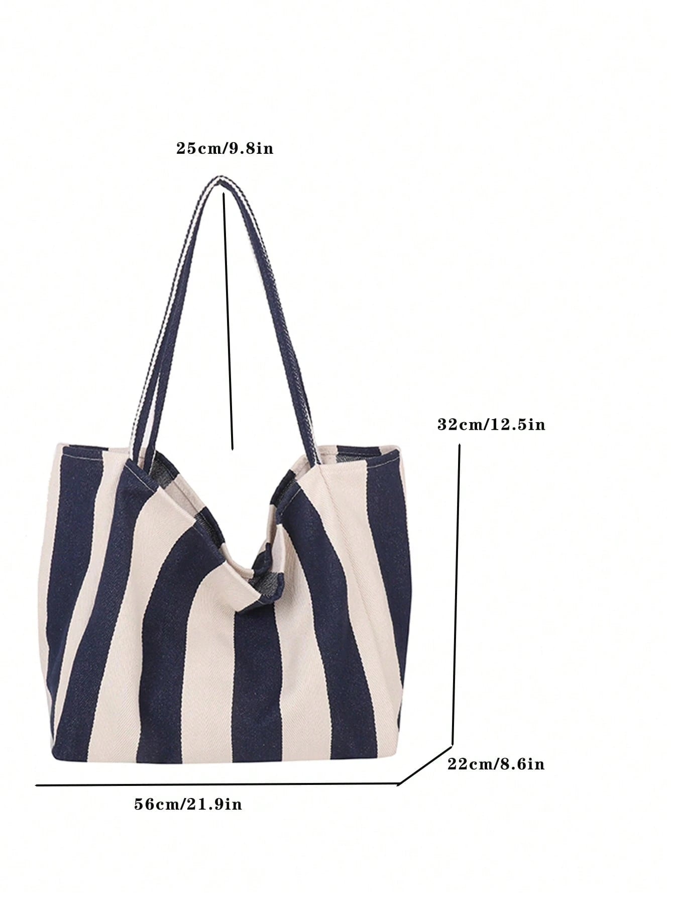Retro Chic Striped Canvas Tote Bag, Korean Fashion, Casual Spacious Shoulder Bag For Women, Large Capacity, Lightweight, Portable, Aesthetic