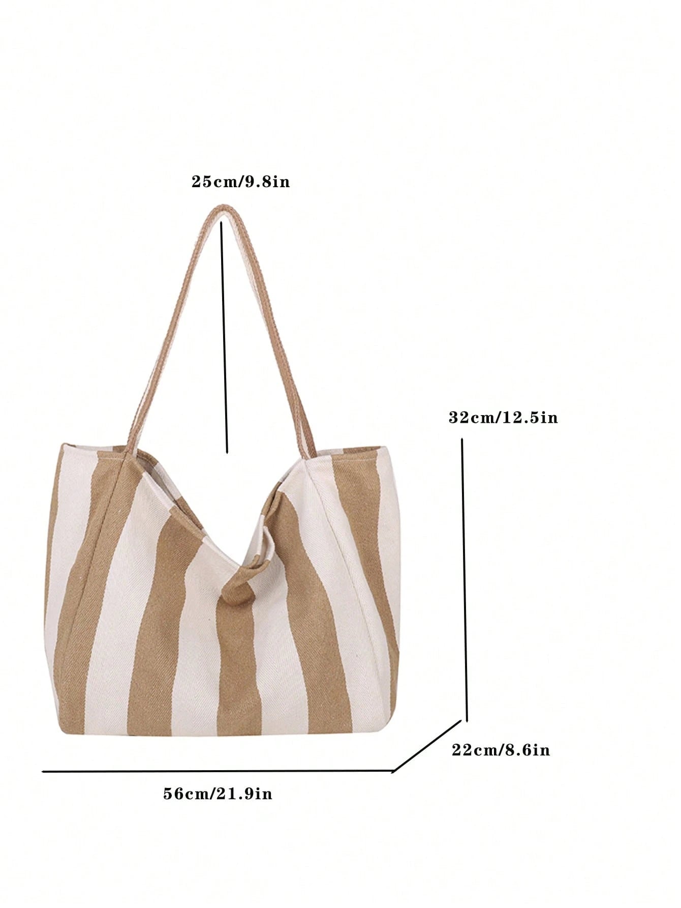 Retro Chic Striped Canvas Tote Bag, Korean Fashion, Casual Spacious Shoulder Bag For Women, Large Capacity, Lightweight, Portable, Aesthetic