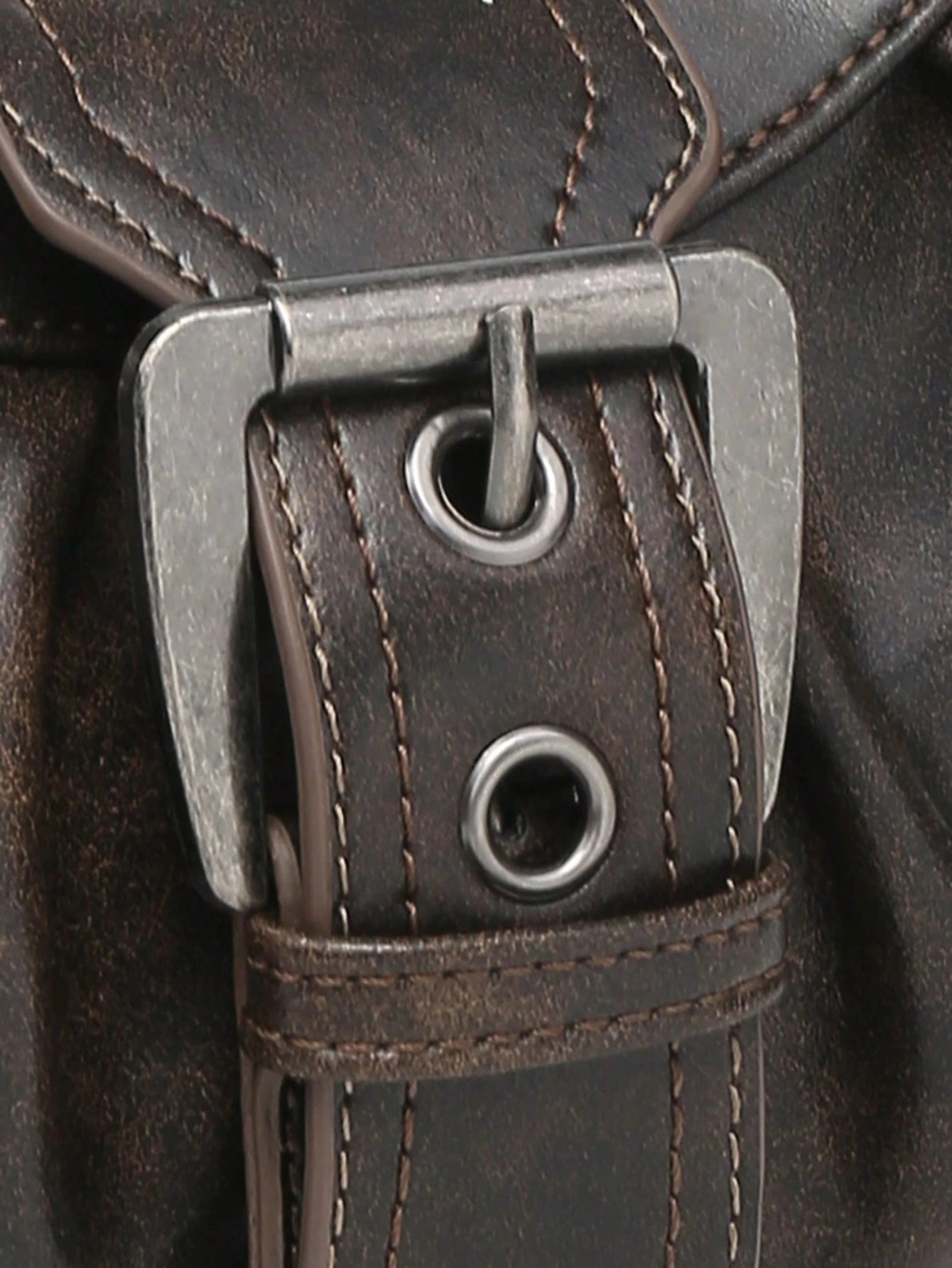 Retro Maillard Soft, Aged, Brushed, Artificial Leather Motorcycle Packaging Decoration Shoulder Underarm Bag, French Stick Bag, Square Bag, Vintage Look
