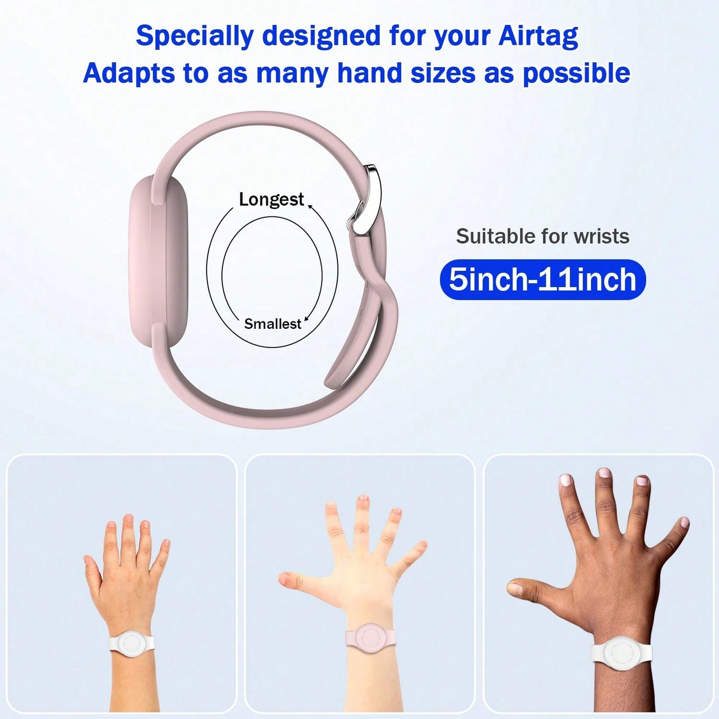 RFUNGUANGO Waterproof For Air Tag Bracelets [2 Pack] Compatible With Apple Air Tag Finders With Soft Silicone,Anti Lost GPS Item Finders Case Cover,Night White/Pink