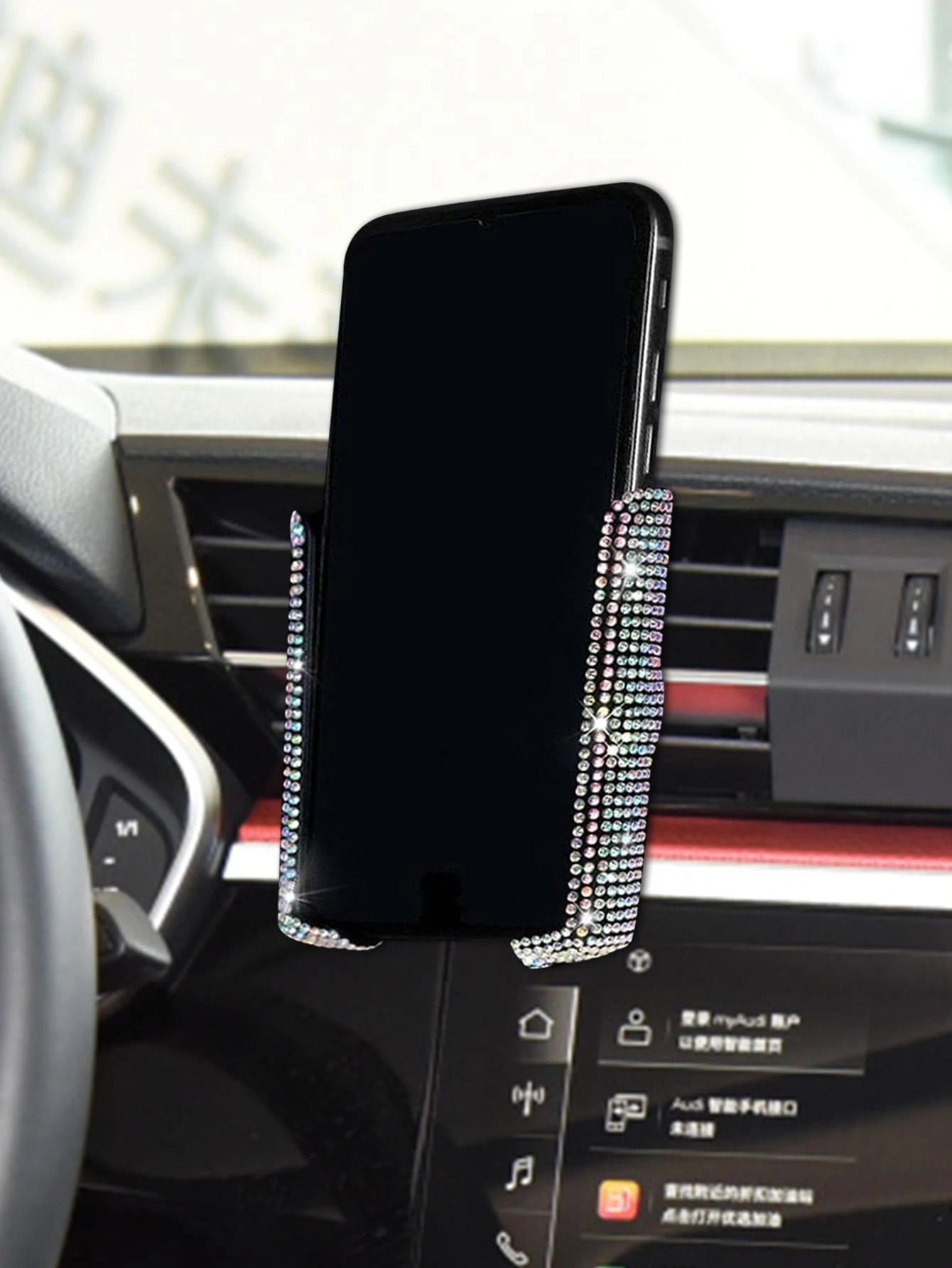 Rhinestone Decor Car Air Outlet Phone Holder