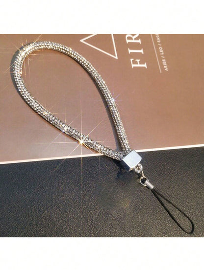 Rhinestone Phone Lanyard, Women's Luxury Bling Wrist Strap, Colorful Fashion Phone Charm, Suitable For Earphone Case, Bag Decoration, Available In Two Sizes