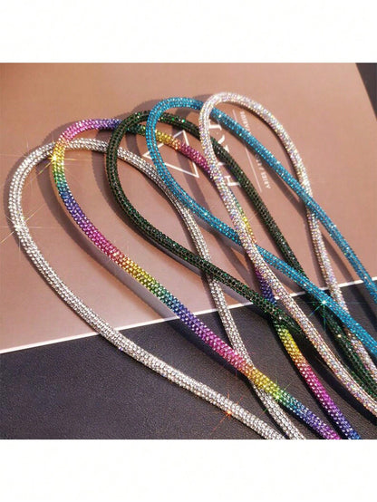 Rhinestone Phone Lanyard, Women's Luxury Bling Wrist Strap, Colorful Fashion Phone Charm, Suitable For Earphone Case, Bag Decoration, Available In Two Sizes