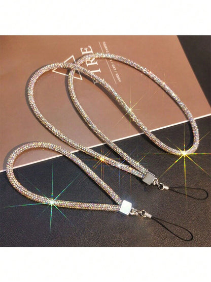 Rhinestone Phone Lanyard, Women's Luxury Bling Wrist Strap, Colorful Fashion Phone Charm, Suitable For Earphone Case, Bag Decoration, Available In Two Sizes