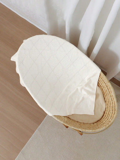 Rhombus Heart Knitted Baby Blanket, 100% Cotton All Season, Newborn Swaddle Stroller Cover Quilt, Infant Nursery Supplies