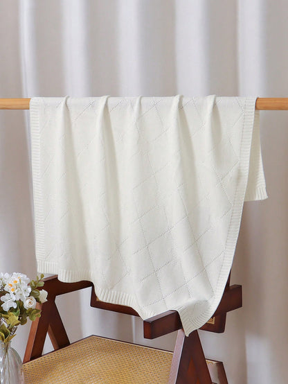 Rhombus Heart Knitted Baby Blanket, 100% Cotton All Season, Newborn Swaddle Stroller Cover Quilt, Infant Nursery Supplies