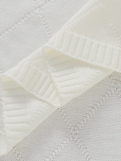 Rhombus Heart Knitted Baby Blanket, 100% Cotton All Season, Newborn Swaddle Stroller Cover Quilt, Infant Nursery Supplies
