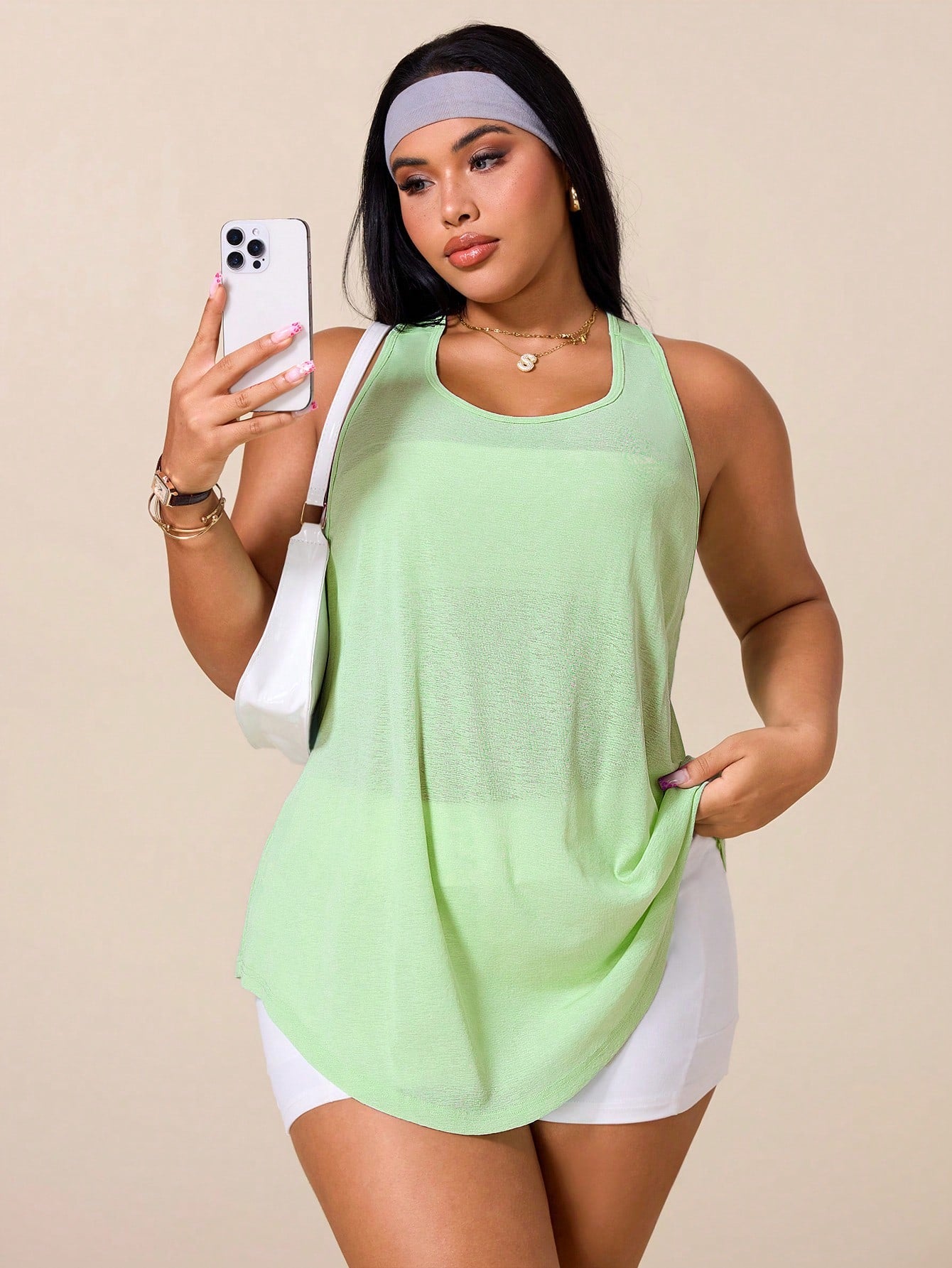 Rhythm Era Plus Size Women Solid Color Casual Versatile Daily Travel Sports T-Shirt
