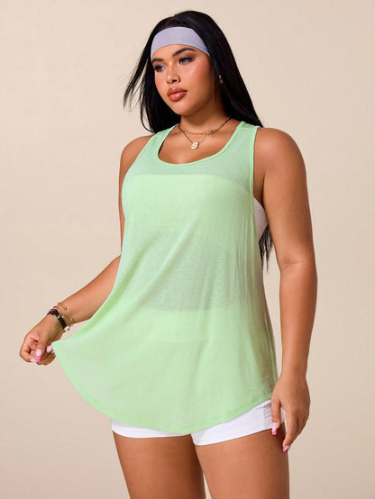 Rhythm Era Plus Size Women Solid Color Casual Versatile Daily Travel Sports T-Shirt