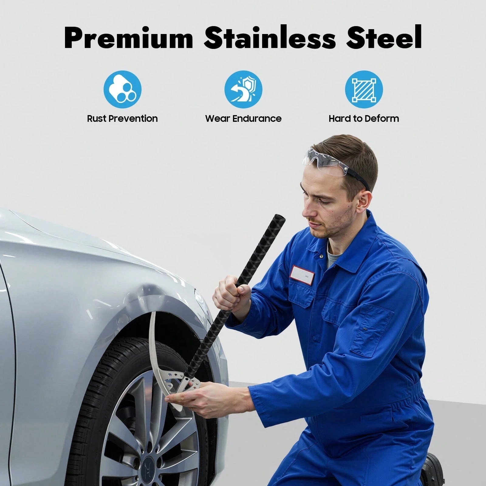 RibasuBB Car Fender Dent Repair Kit Adjustable Angle Forged Stainless Steel Tools With Ergonomic Long Handle And Portable Storage Bag