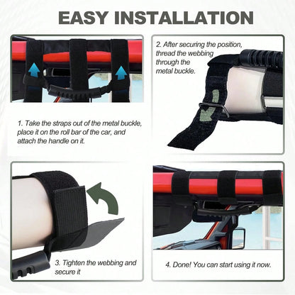 [Roller Handle Grip Handle]2PCS Roller Handle Grip Handle,Elastic Rope Handle- Internal Assembly Component,Suitable For Jeeps,UTVs,Four-Wheel Vehicles