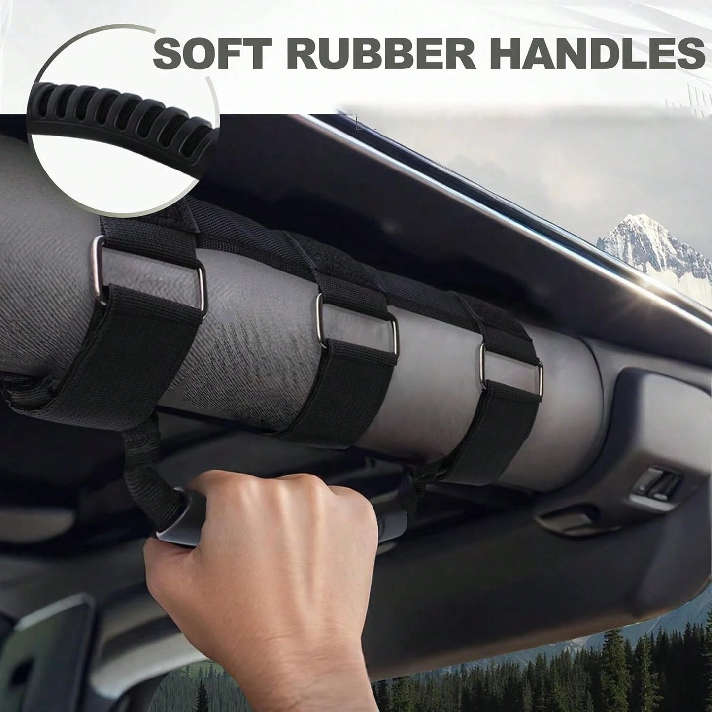[Roller Handle Grip Handle]2PCS Roller Handle Grip Handle,Elastic Rope Handle- Internal Assembly Component,Suitable For Jeeps,UTVs,Four-Wheel Vehicles