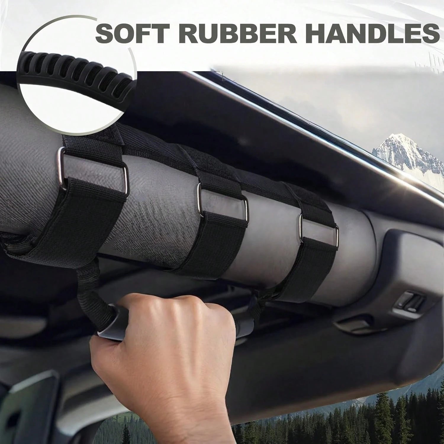 [Roller Handle Grip Handle]2PCS Roller Handle Grip Handle,Elastic Rope Handle- Internal Assembly Component,Suitable For Jeeps,UTVs,Four-Wheel Vehicles