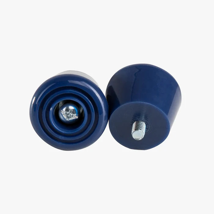 Two blue stoppers on a white background