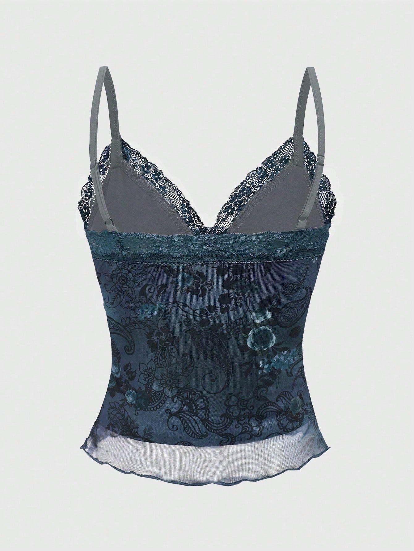 ROMWE Fairycore Ladies' Solid Color Simple Daily Lace Camisole Cami Top