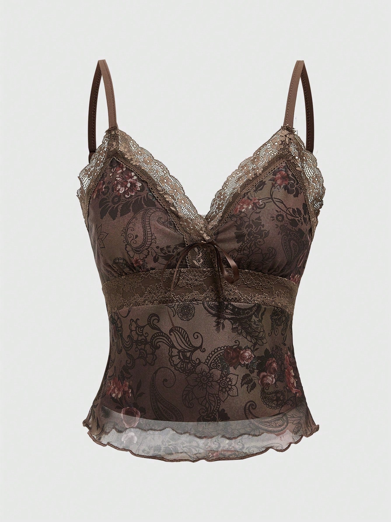ROMWE Fairycore Ladies' Solid Color Simple Daily Lace Camisole Cami Top