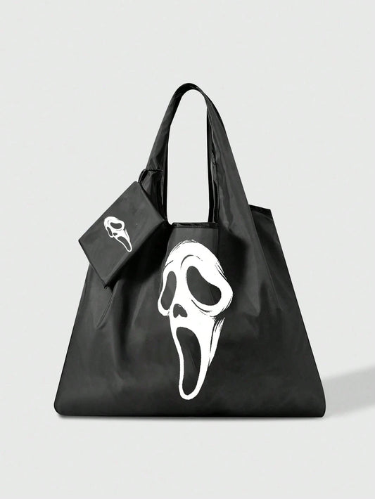 ROMWE Goth Star Print Large Capacity Foldable Shopper Bag, Stars Hollow Women Bag