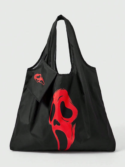 ROMWE Goth Star Print Large Capacity Foldable Shopper Bag, Stars Hollow Women Bag
