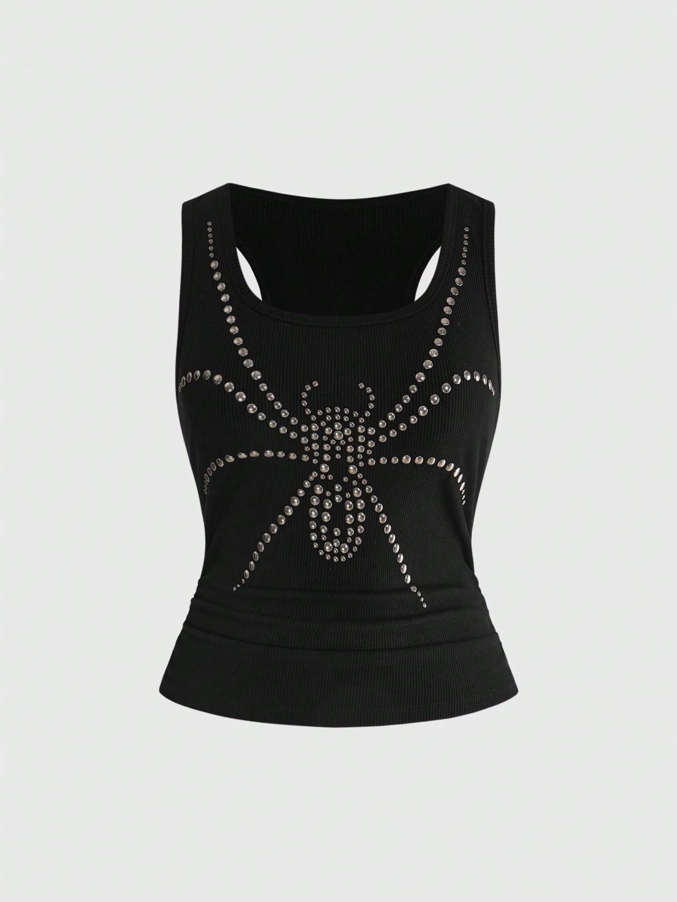 ROMWE Grunge Punk Plus Size Women's Y2K Punk Exaggerated Spider Rivet Halter Tank Top