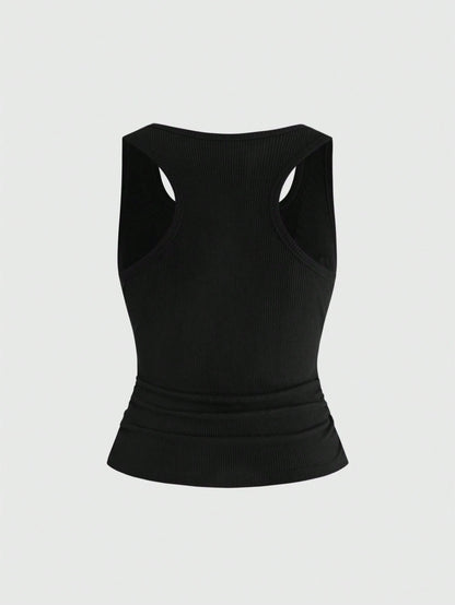 ROMWE Grunge Punk Plus Size Women's Y2K Punk Exaggerated Spider Rivet Halter Tank Top