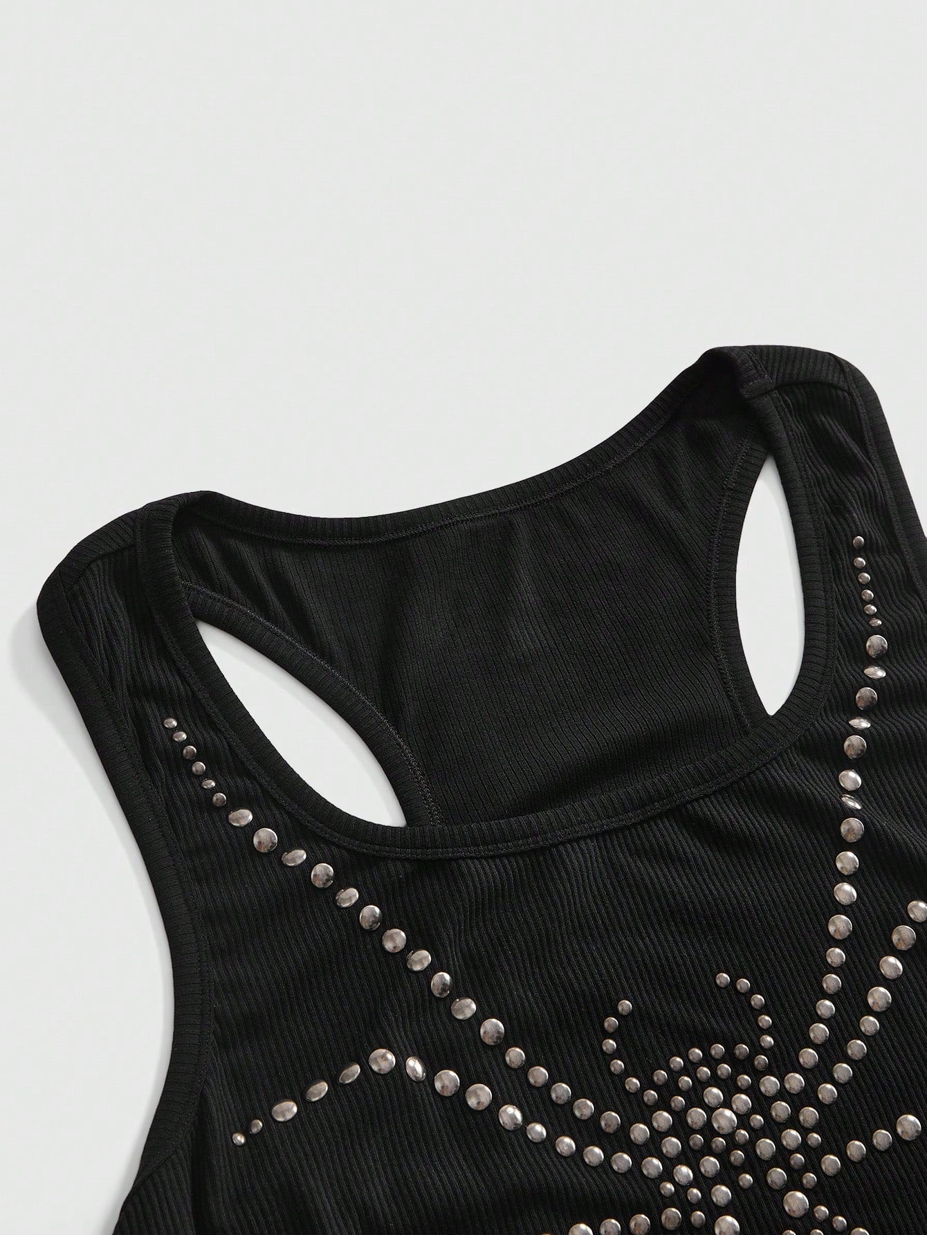 ROMWE Grunge Punk Plus Size Women's Y2K Punk Exaggerated Spider Rivet Halter Tank Top